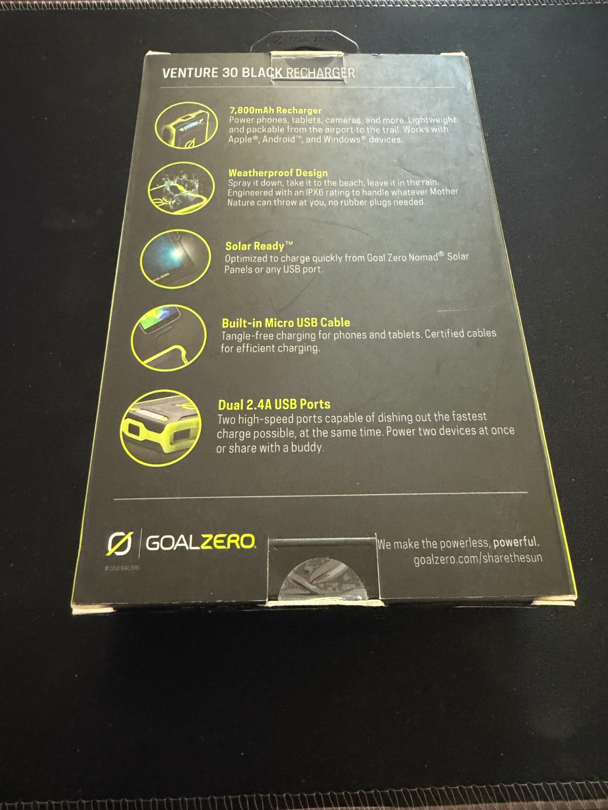 Goal Zero Waterproof Phone & Tablet Recharger Venture 30