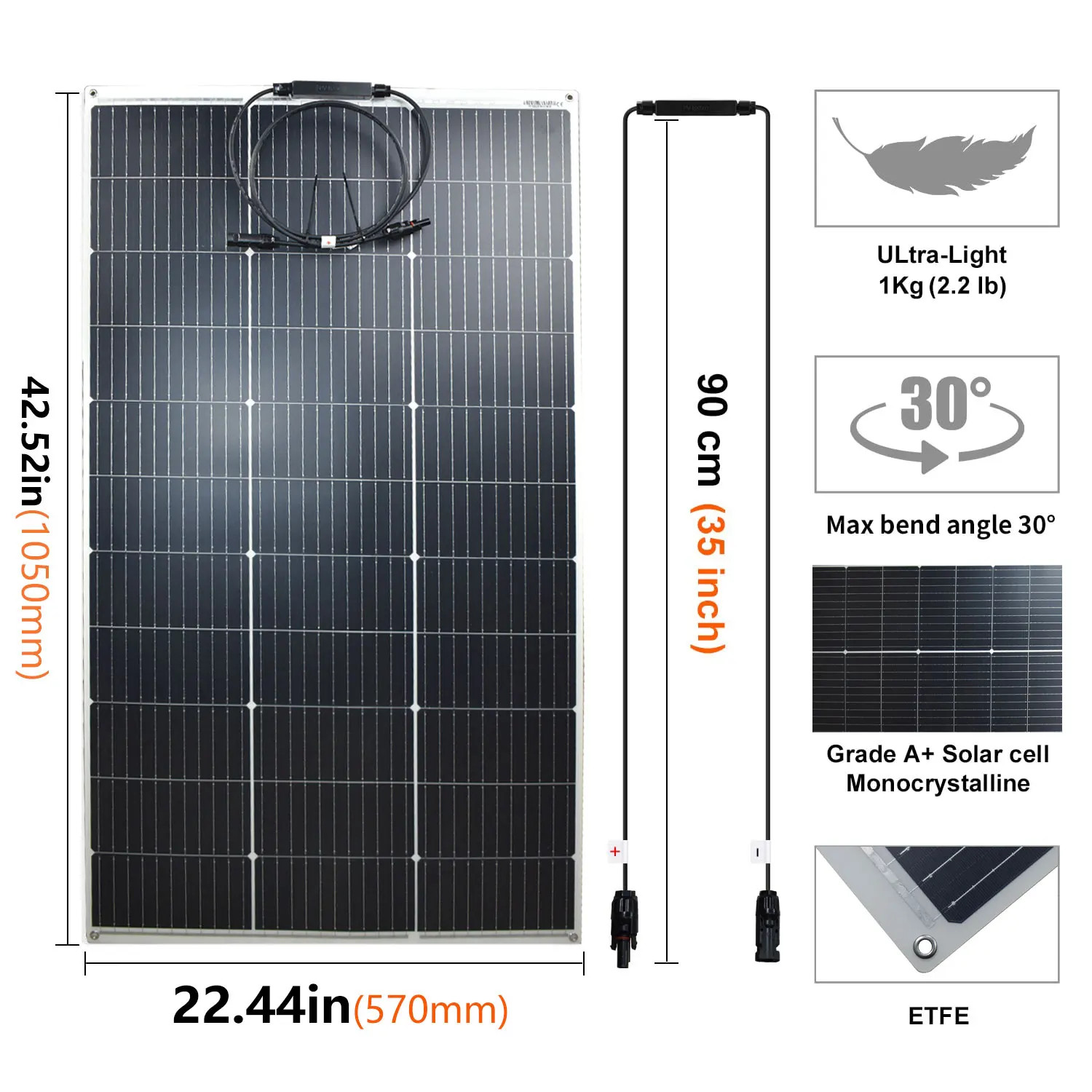 18V Solar Panel 125W 250W Flexible Solar Panels Monocrystaillne Solar Cell