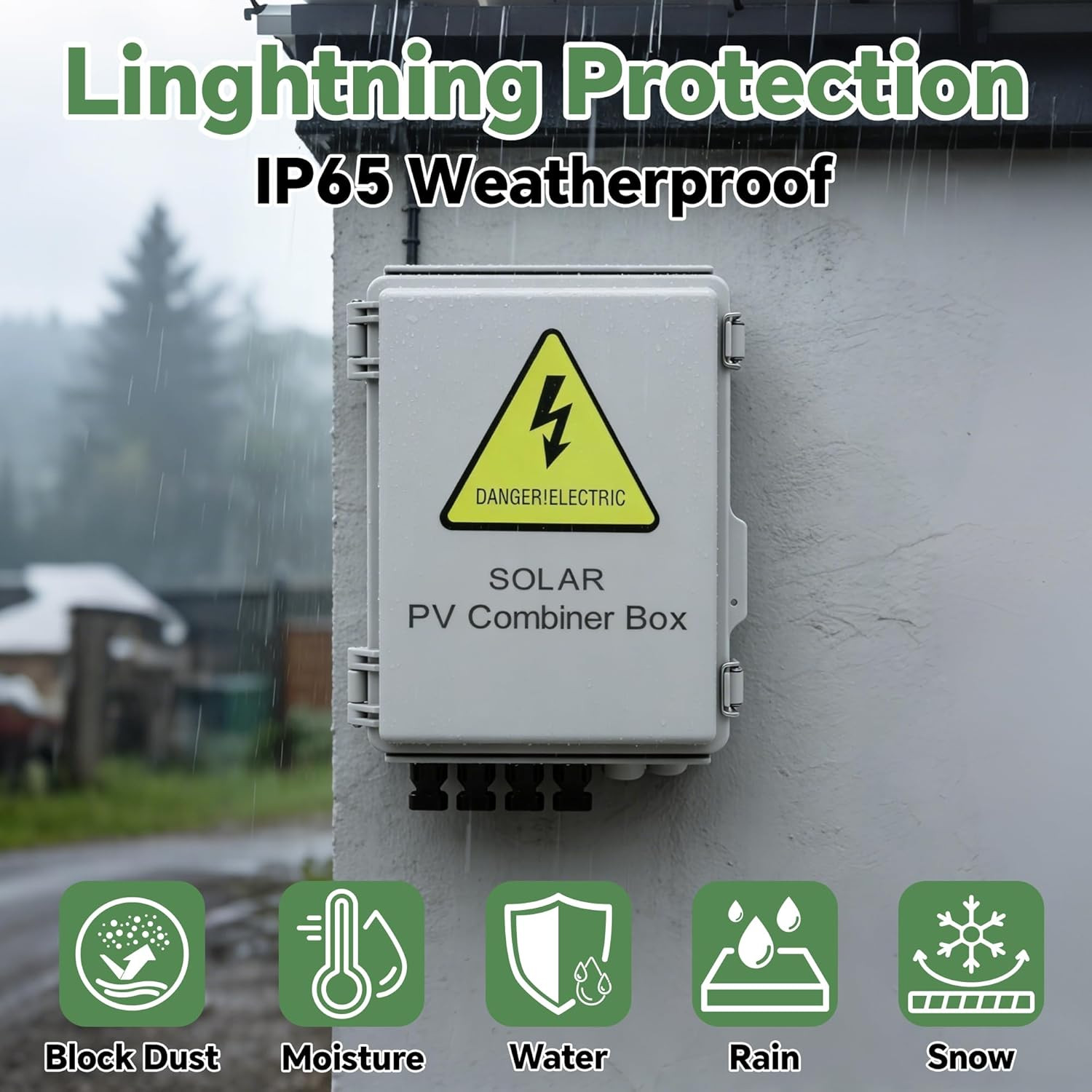 4 String Solar Combiner Box, IP65 Waterproof PV Combiner Box for On/Off Grid Sol