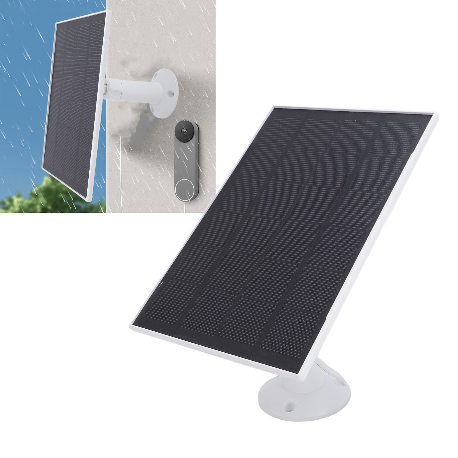 White Solar Panel For Bird Feeder Camera Waterproof Charger For Outdoor Use