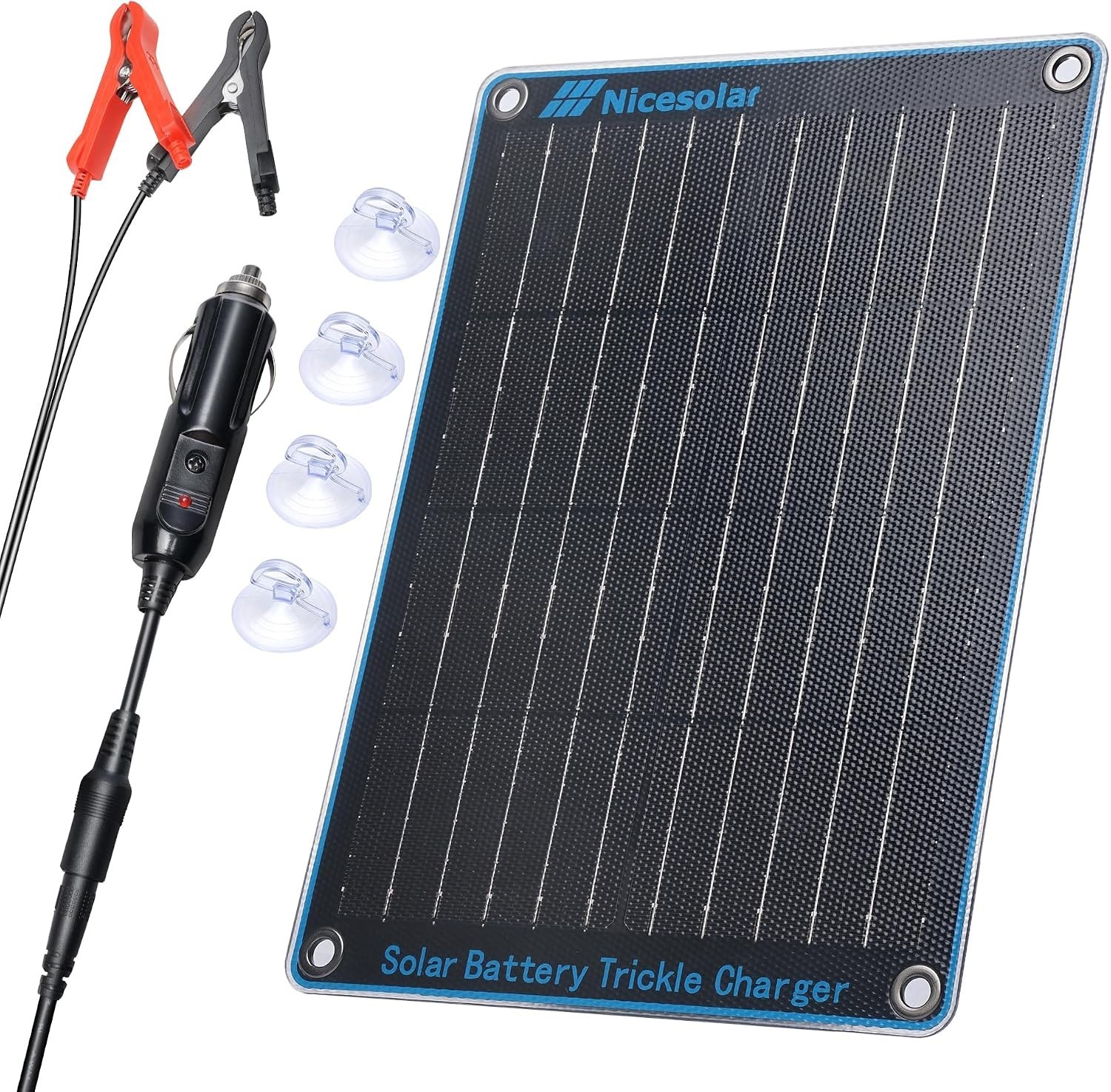 Nicesolar 10W 12V Solar Battery Trickle Charger Maintainer
