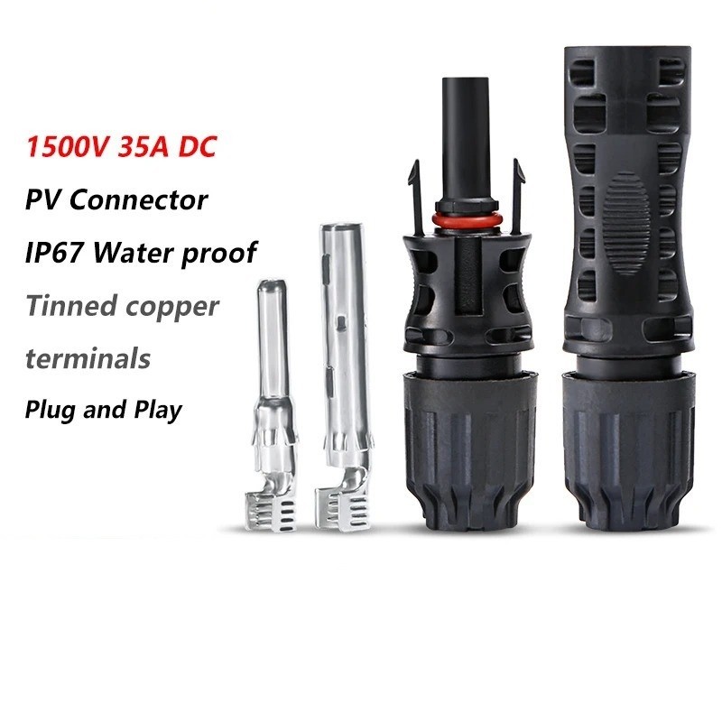 1 Pair PV Connector 1500VDC 35A Male Female Panel For Solar Kits 2.5-6mm² Cable