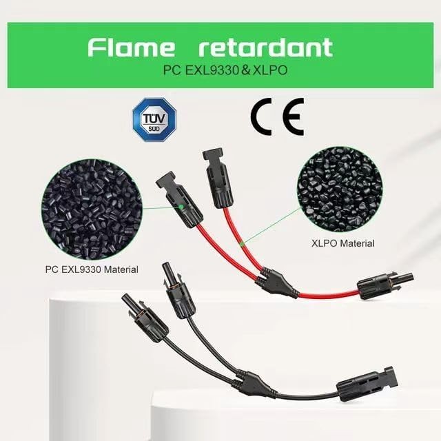Solar Extension Cable 6FT 10AWG 30A DC1500V with Y Branch Connectors – for RV
