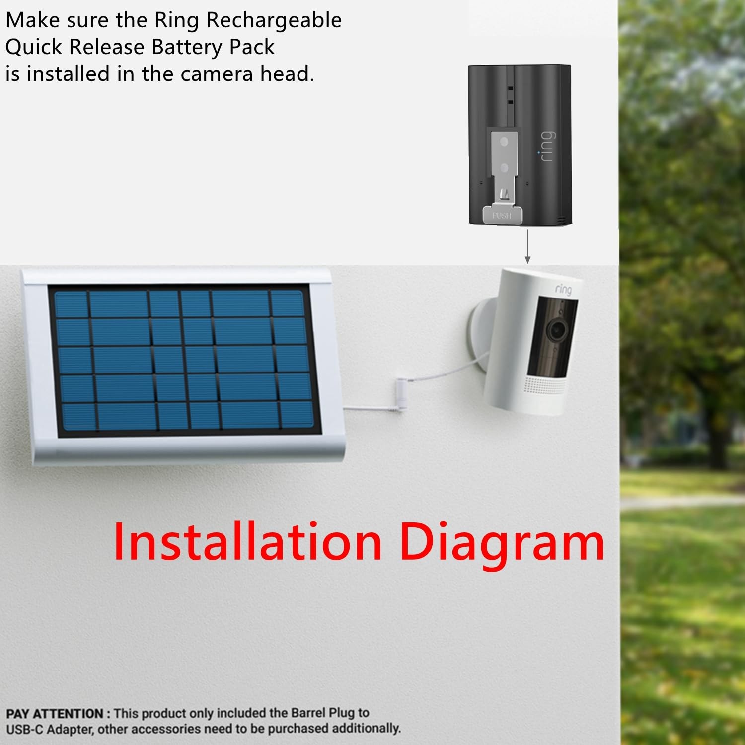 USB-C Adapter White Barrel Plug for 1st Gen, Super Solar Panel, Spotlight Cam