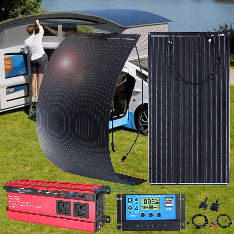 5000W Inverter & Mono Solar Panel 12V High Efficiency Farm Home Shed RV Rooftop