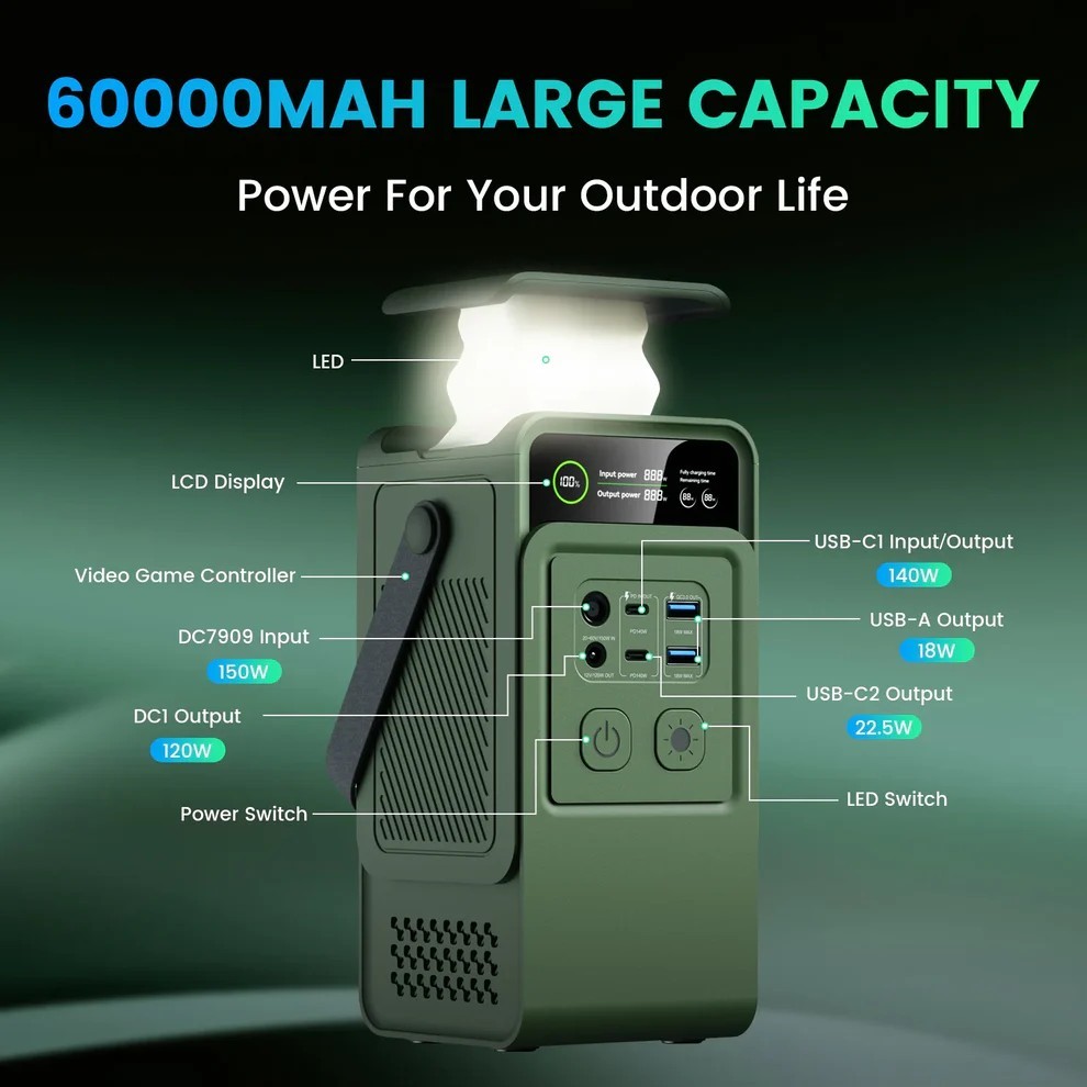 Portable 200W Power Bank – USB-C & AC Output