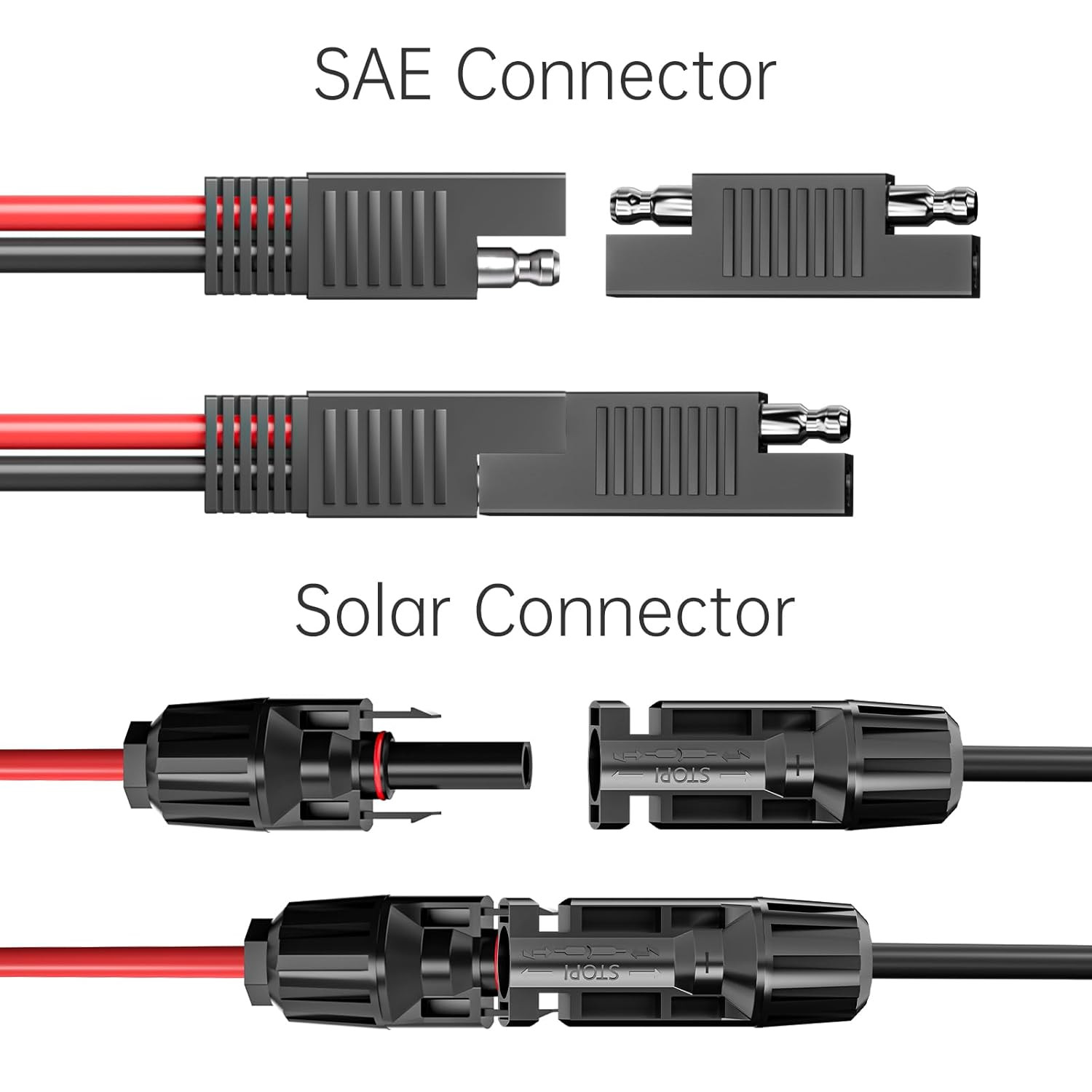 Solar Panel Connectors to SAE Adapter Cable 10AWG Solar to SAE PV Extension Wire