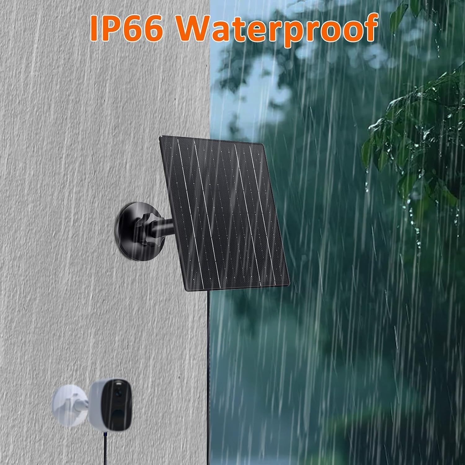 10W Solar Charger 5V Solar Panel for Security Cameras with USB-C/Micro USB/DC