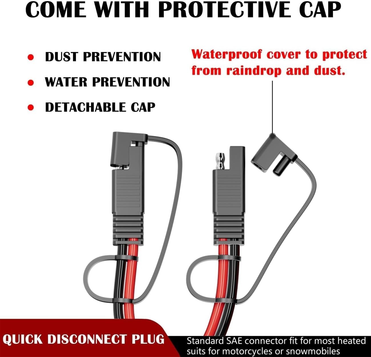 3.3FT SAE Extension Cable – Heavy-Duty 12AWG Pure Copper for Automotive Use