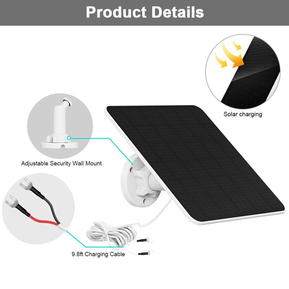 Solar Panel Charger 4W for Ring Video Doorbell 4/3/2 Solar Charger W/Power Cable