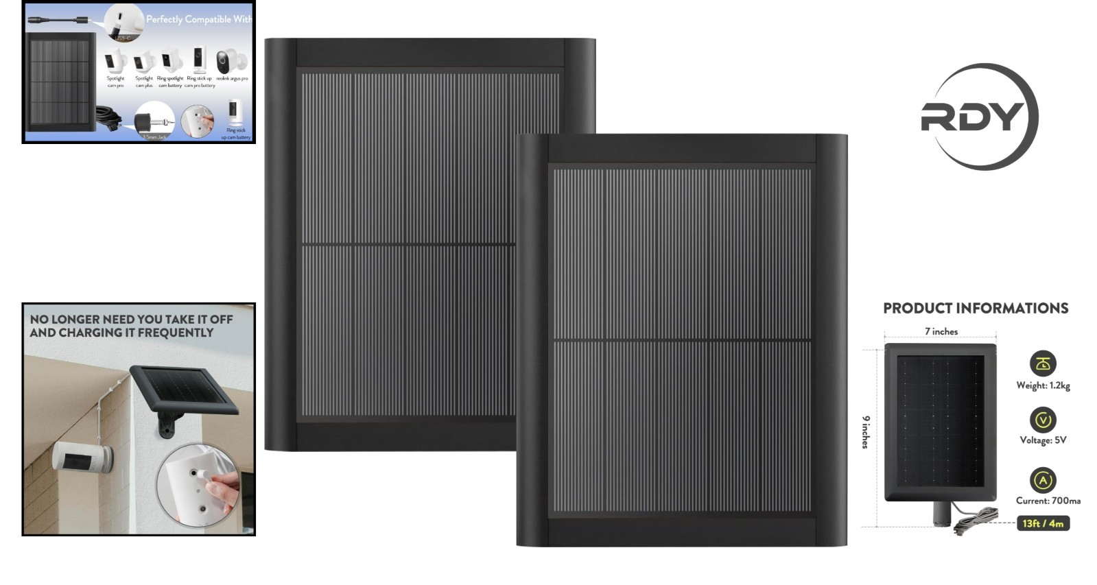 Versatile 5W Ring Solar Panel Charger with Mounting Bracket – Eco-Friendly