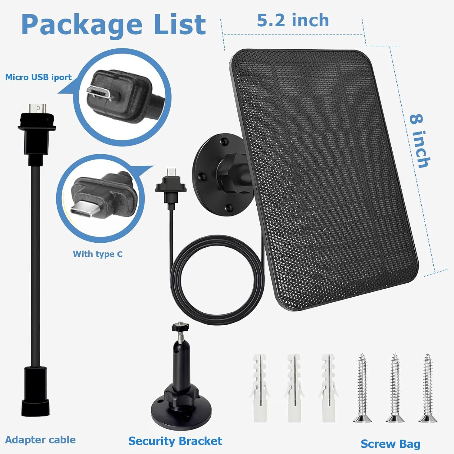 4W Waterproof Solar Panel for Blink Outdoor 4 Camera with 10Ft Cable