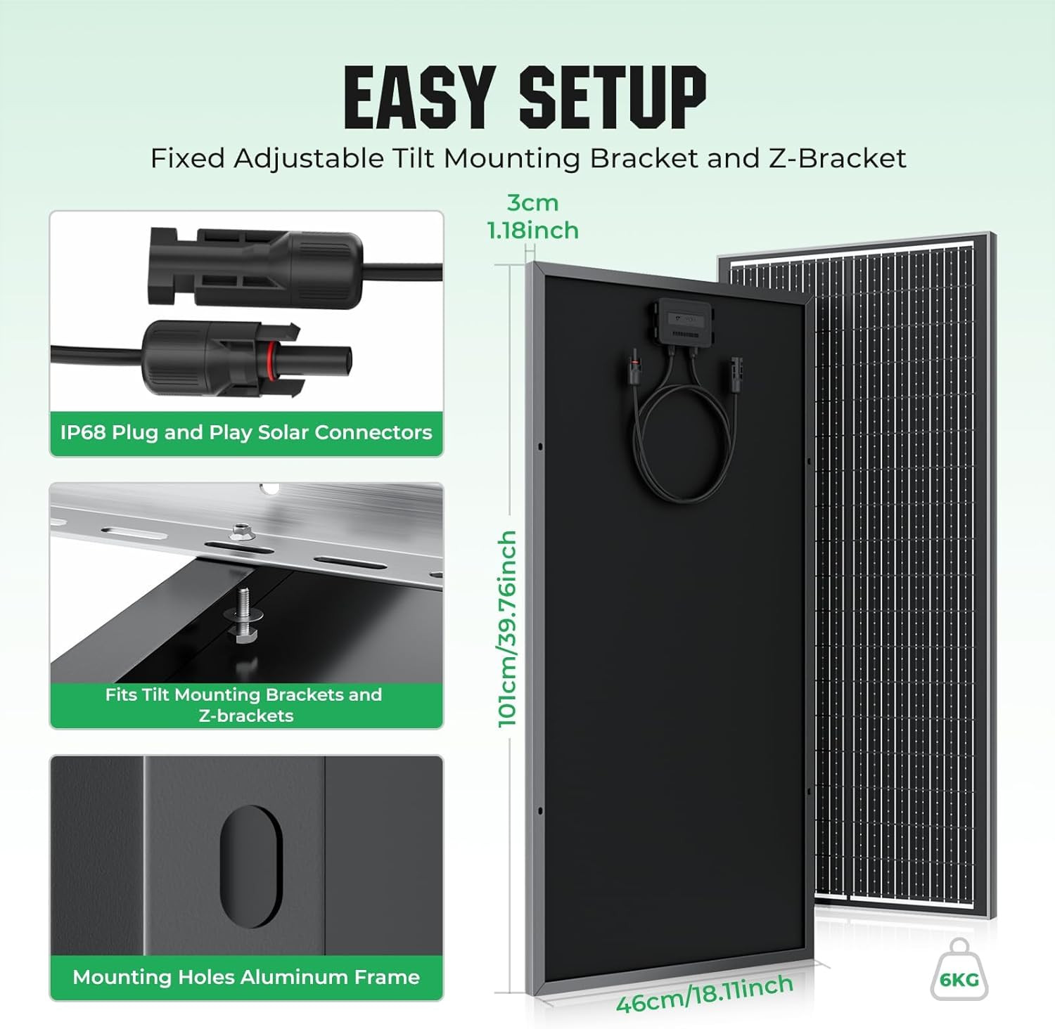 18BB 200W Solar Panel, 2Pcs N-Type 12V/24V 100 Watt Solar Panels, 25% High Effic