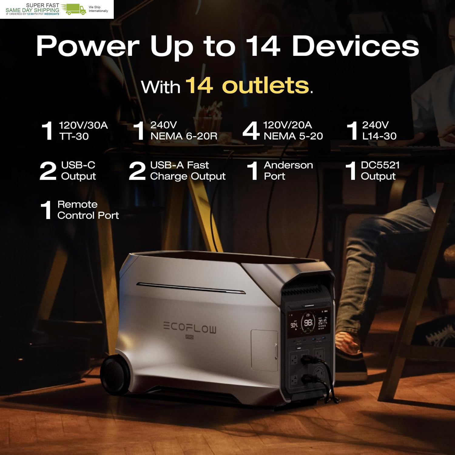 Pro 3 Portable Power Station, 4096Wh LFP Battery, Expandable to 48Kwh, 120/240V