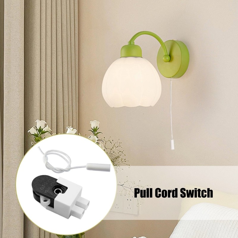 4Pcs 2A 250V Miniature Cord Pull Switches For Bathroom Bedroom Lighting Fixtures