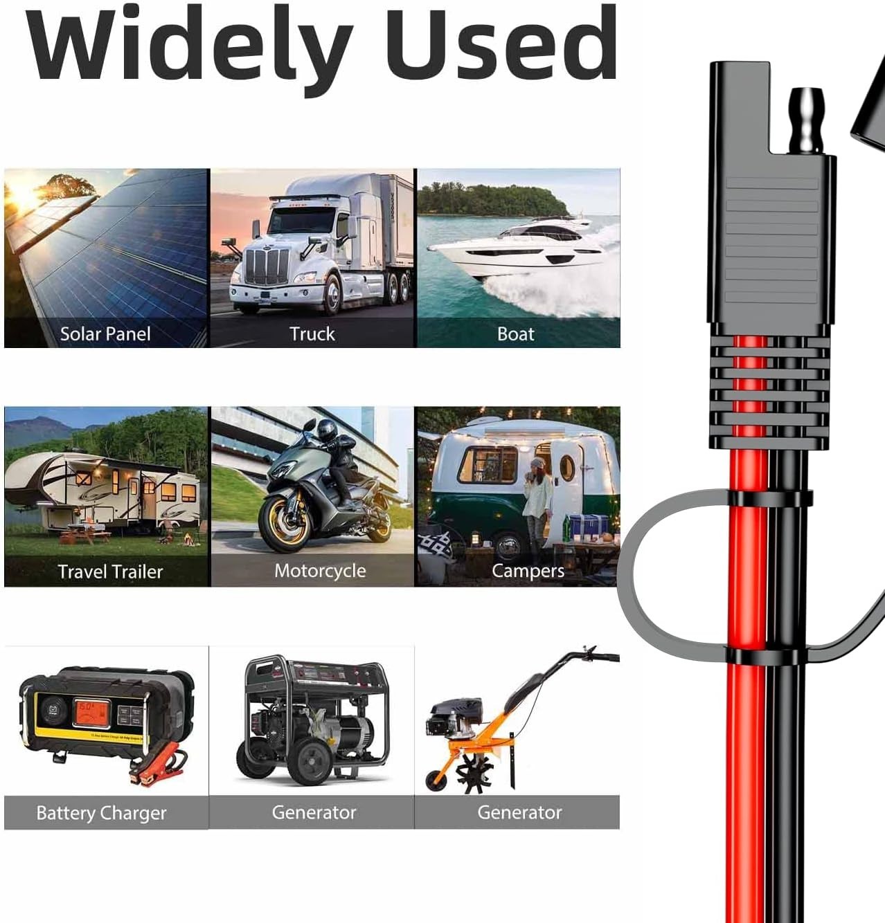 Reliable SAE to SAE Extension Cable 3.3FT – Perfect for Solar Panels and More