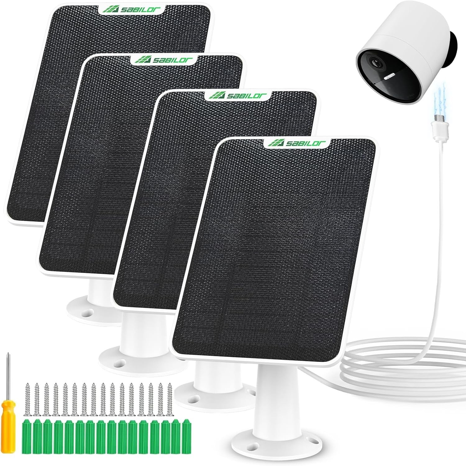 4 Pack 6W Solar Panel for SimpliSafe Outdoor Camera IP65 Weatherproof Solar Pane