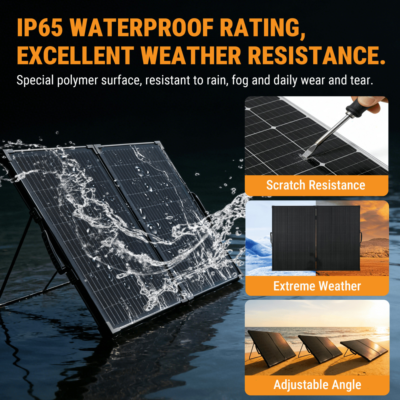200W Foldable Solar Panel Kit,25% High-Efficiency A+ Monocrystalline Glass Panel