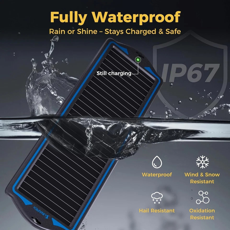 12V Solar Battery Charge: Waterproof Portable Solar Panel Kit – Battery Maintain