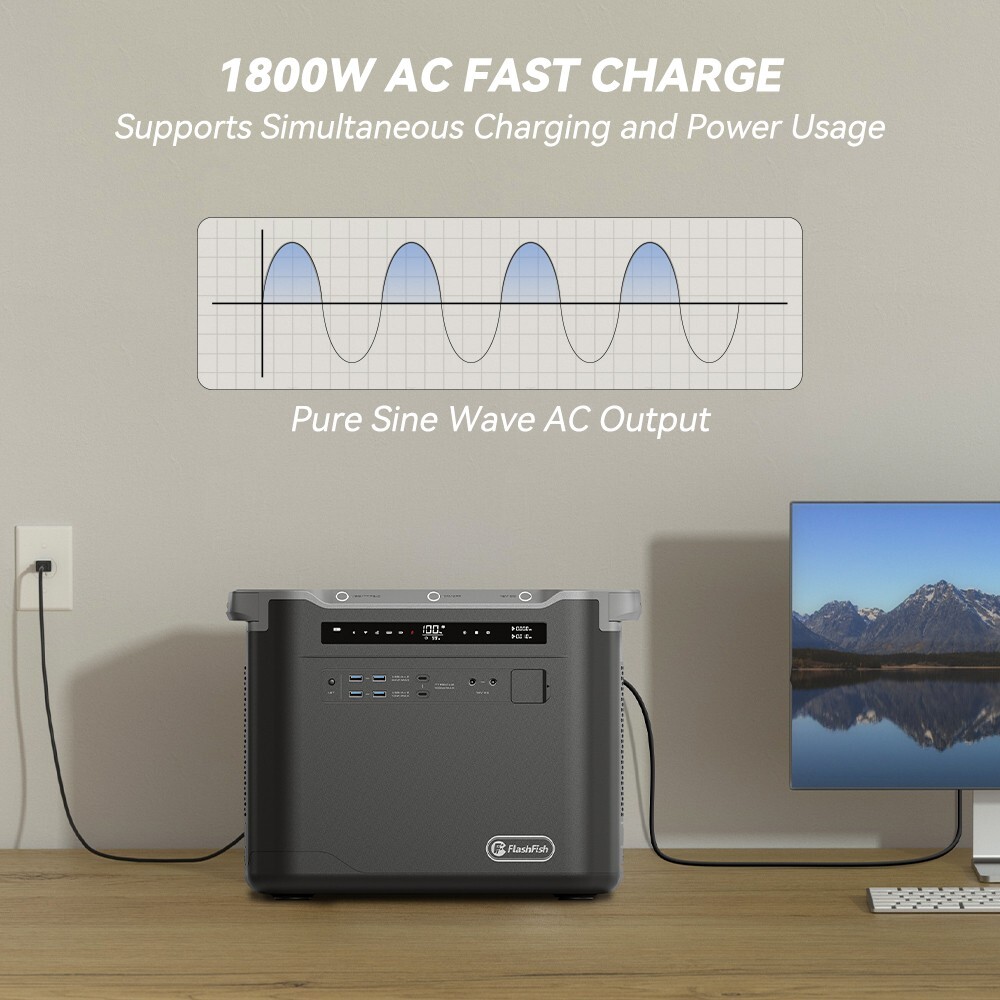 Flashfish S25 2000W/1997Wh Power Station Solar Generator for Power Outage