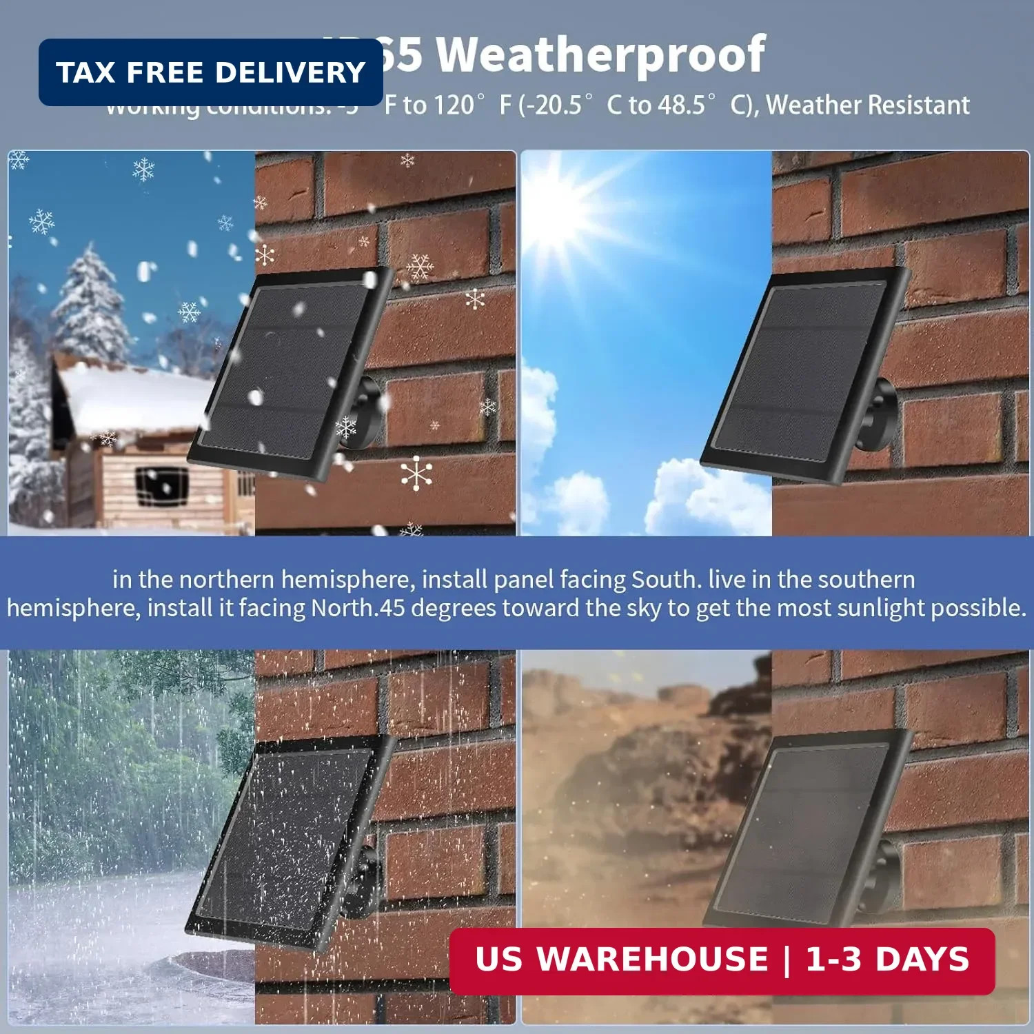 Solar Panel for Ring Camera(2nd Generation) Dustproof Waterproof Black 1 Pack