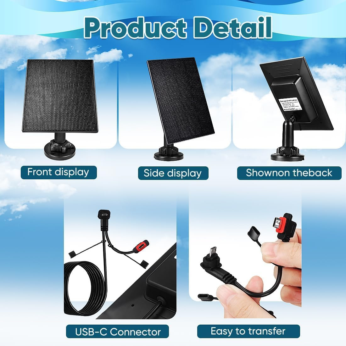 Solar Panel Charger for Blink Camera with 2600mAh Battery, IP66 Waterproof