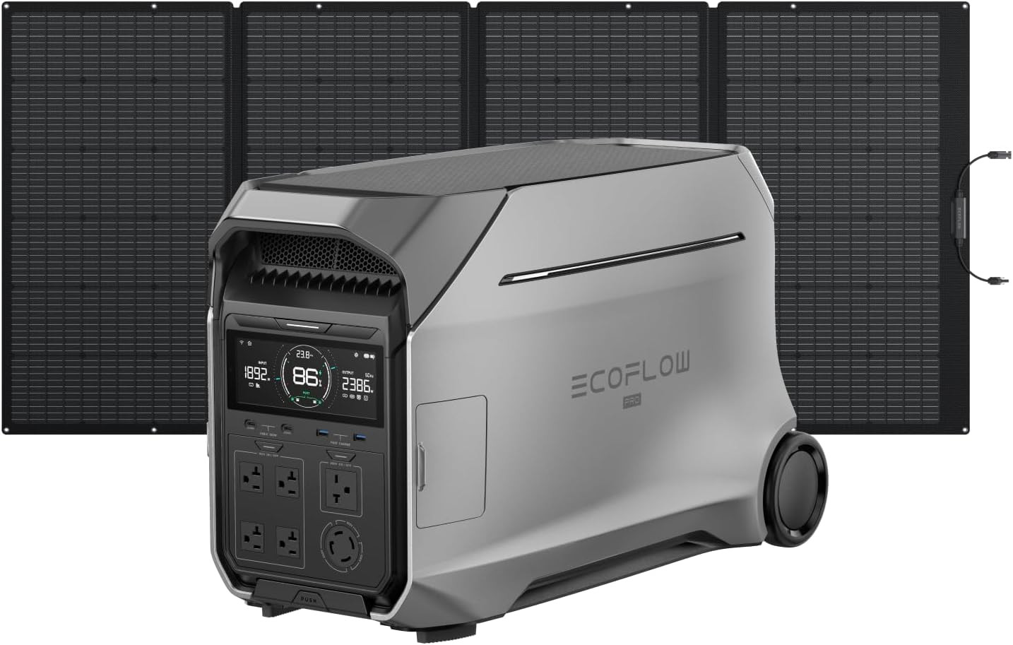 Power Station 4096Wh DELTA Pro 3 with 400W Portable Solar Panel, 120/240V 4000W