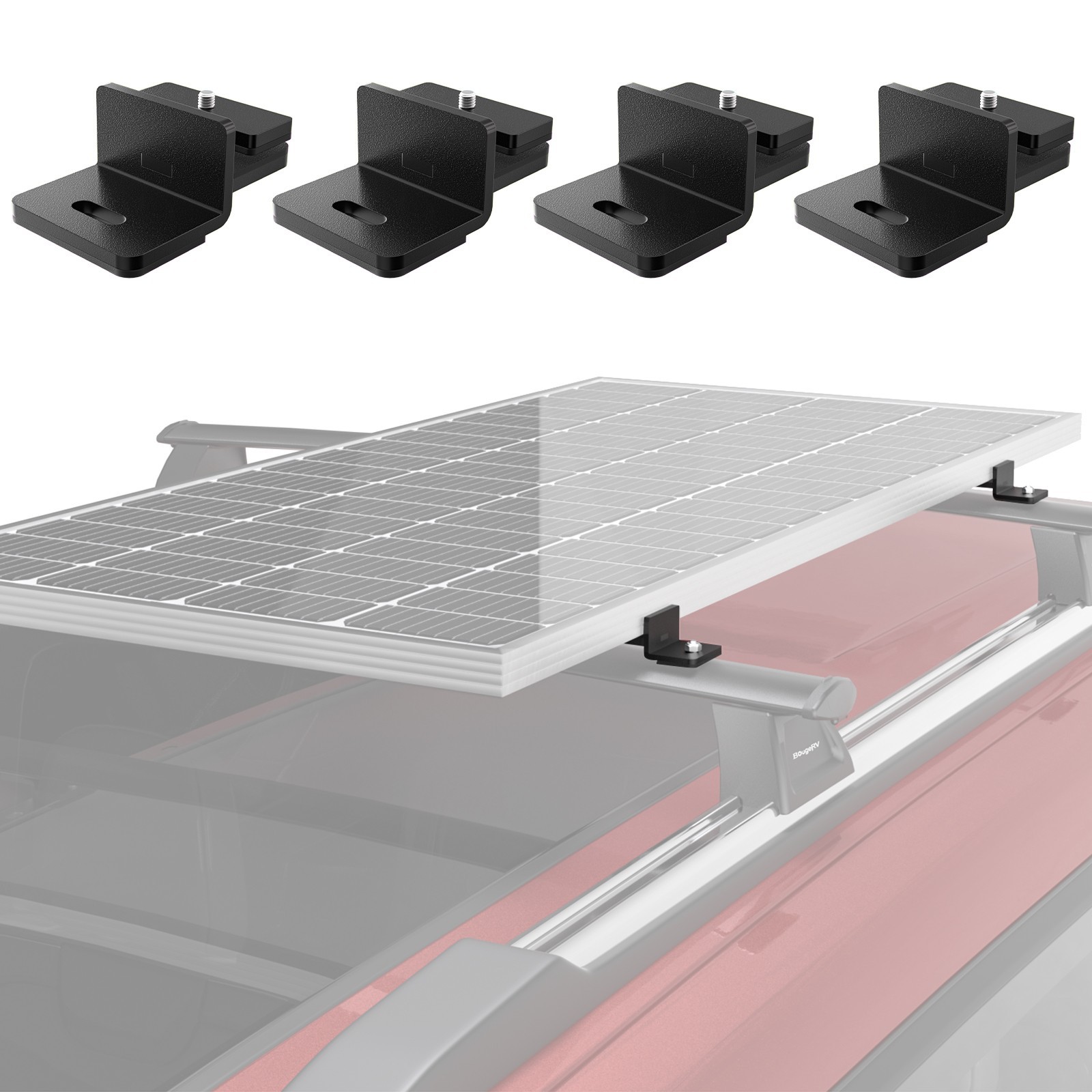 4PCS Solar Panel Mounting Brackets Kit Roof Rack T-Slot For RV Boat Roof Wall