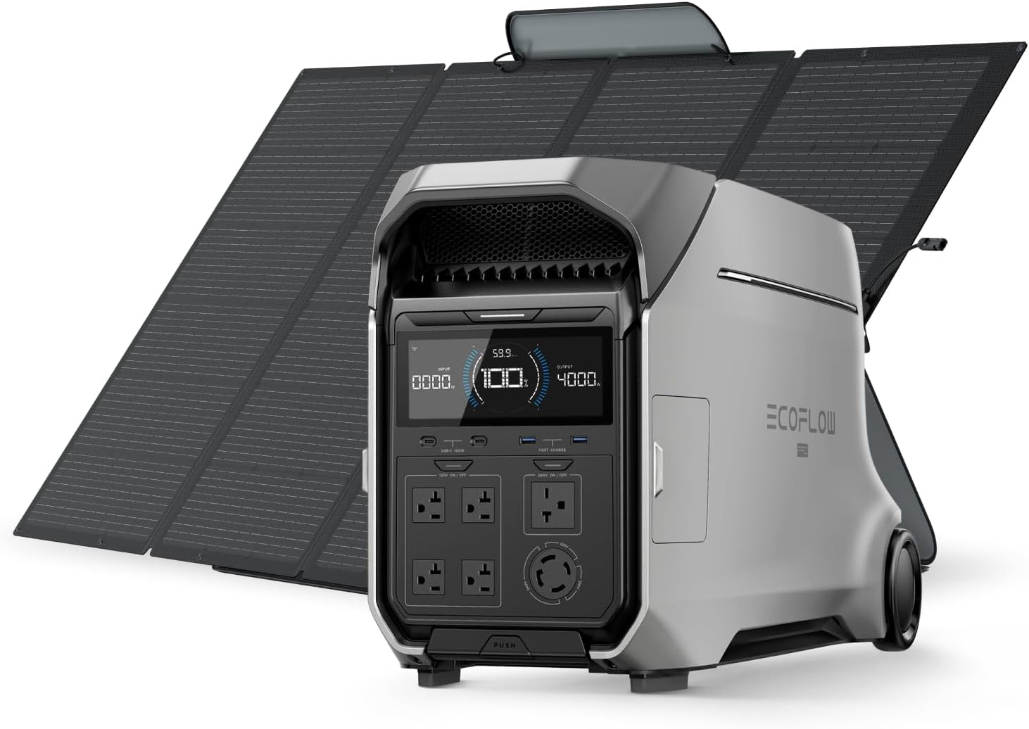 Power Station 4096Wh DELTA Pro 3 with 400W Portable Solar Panel, 120/240V 4000W