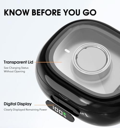 Charging Case for Oura Ring Gen 4 & 3 Charger, 2000mAh Portable Travel Black