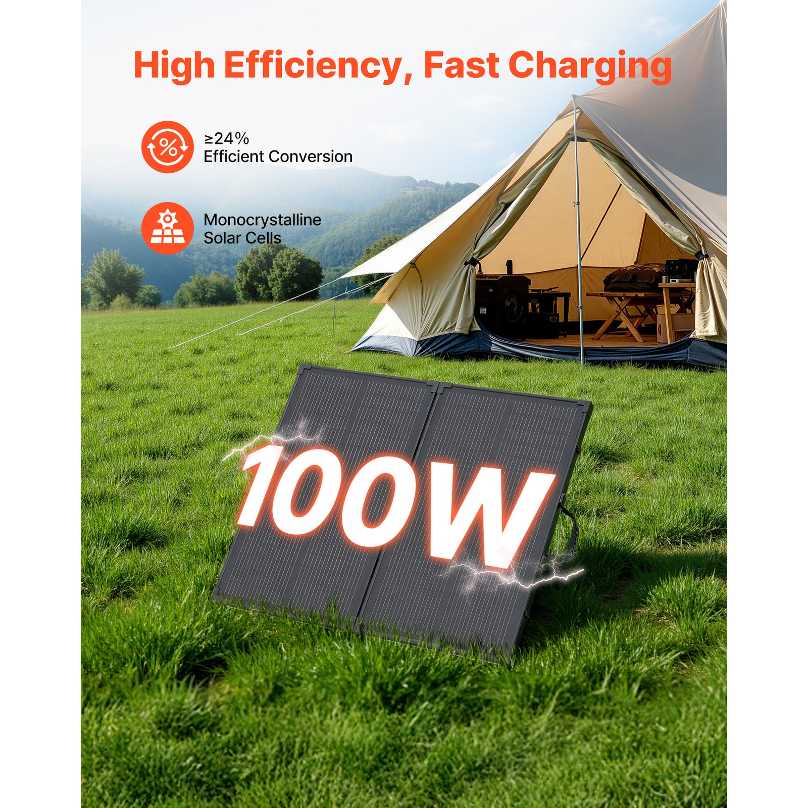 Uimoso100W Foldable Solar Panel with 30A Controller for Portable Power Solutions