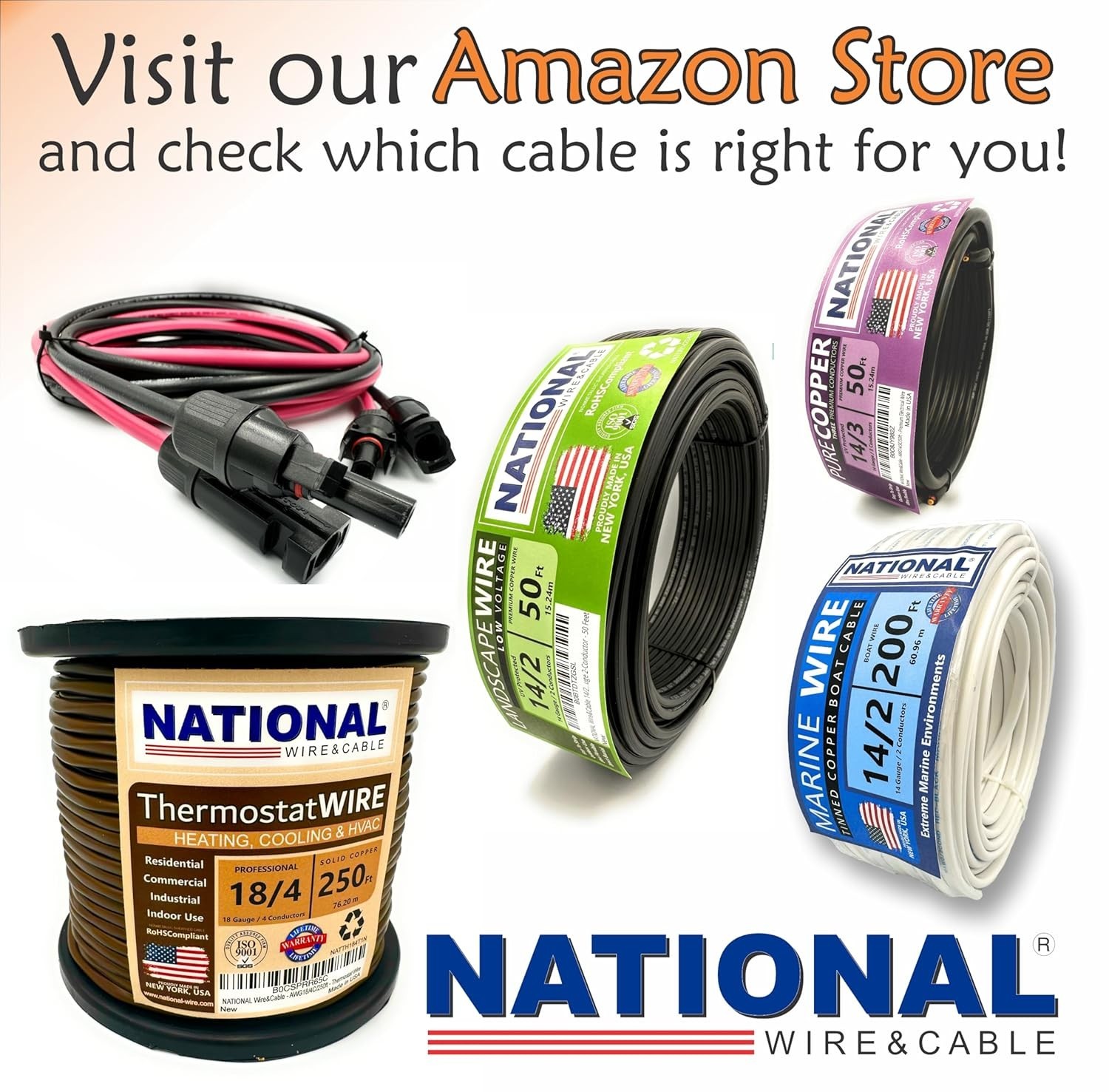 8 Gauge Solar Panel Professional Wire – Made in USA – 2×100 Ft Copper PV Wire UV