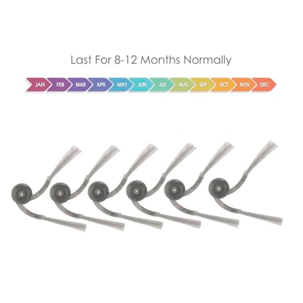 6 Replacement Side Brush Set for Roborock QV35A/QV35S/Qrevo L Grey 92mm