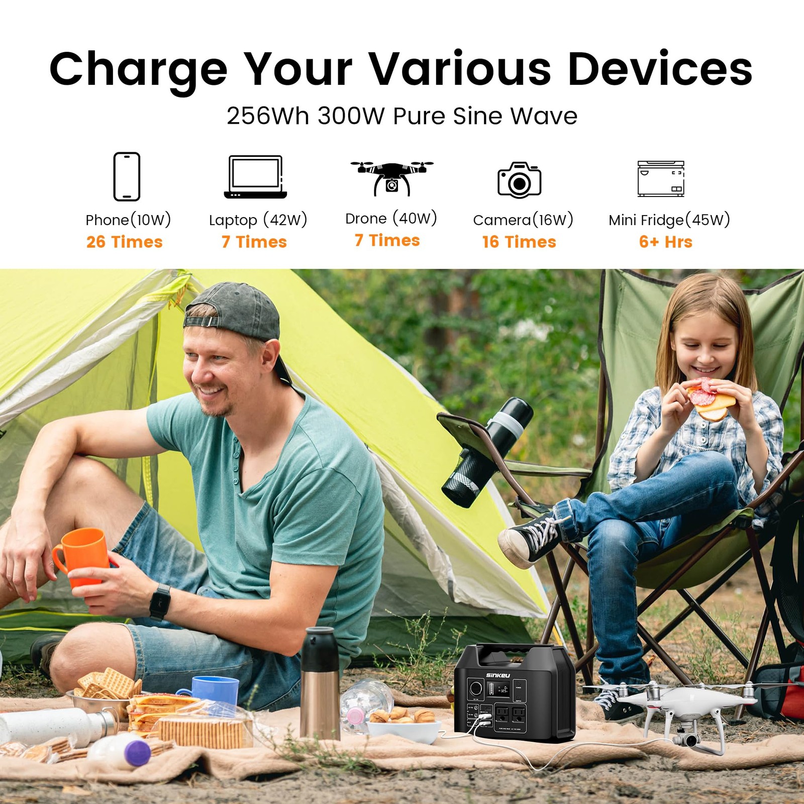 Portable Power Station 80000mAh, 256Wh LiFePO4 Battery Backup,300W AC Outlets…