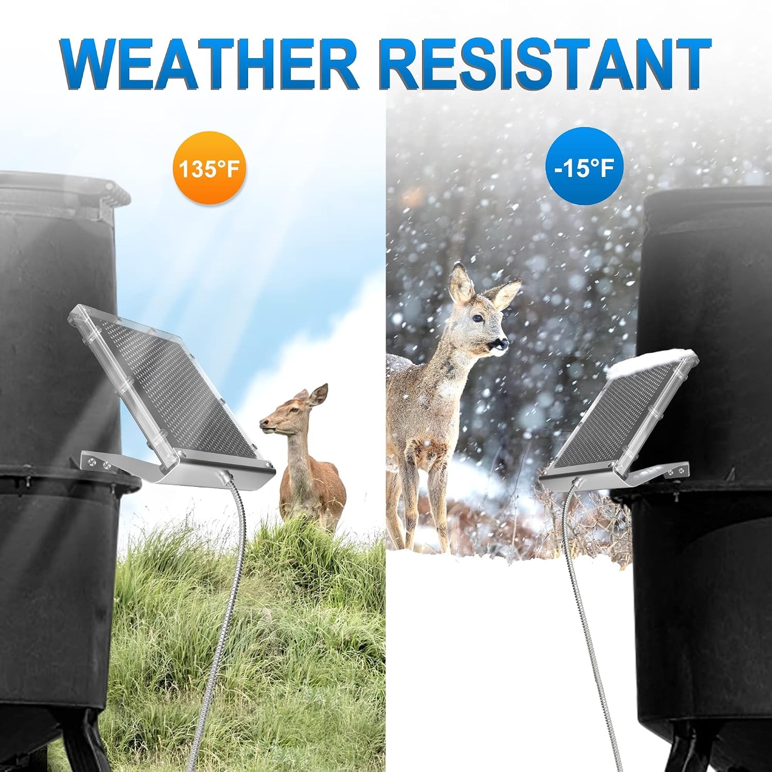Waterproof 12V Solar Powered Deer Feeder with Bracket and Outdoor Clip