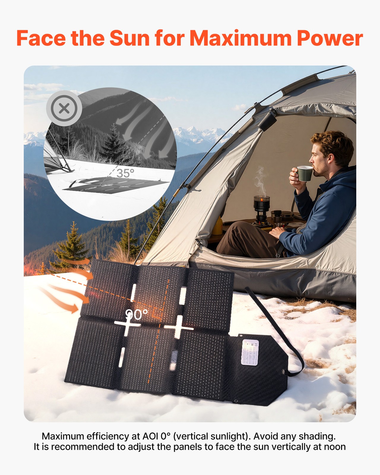 VEVOR 60W Foldable Solar Panel Charger Portable Monocrystalline Solar Panel