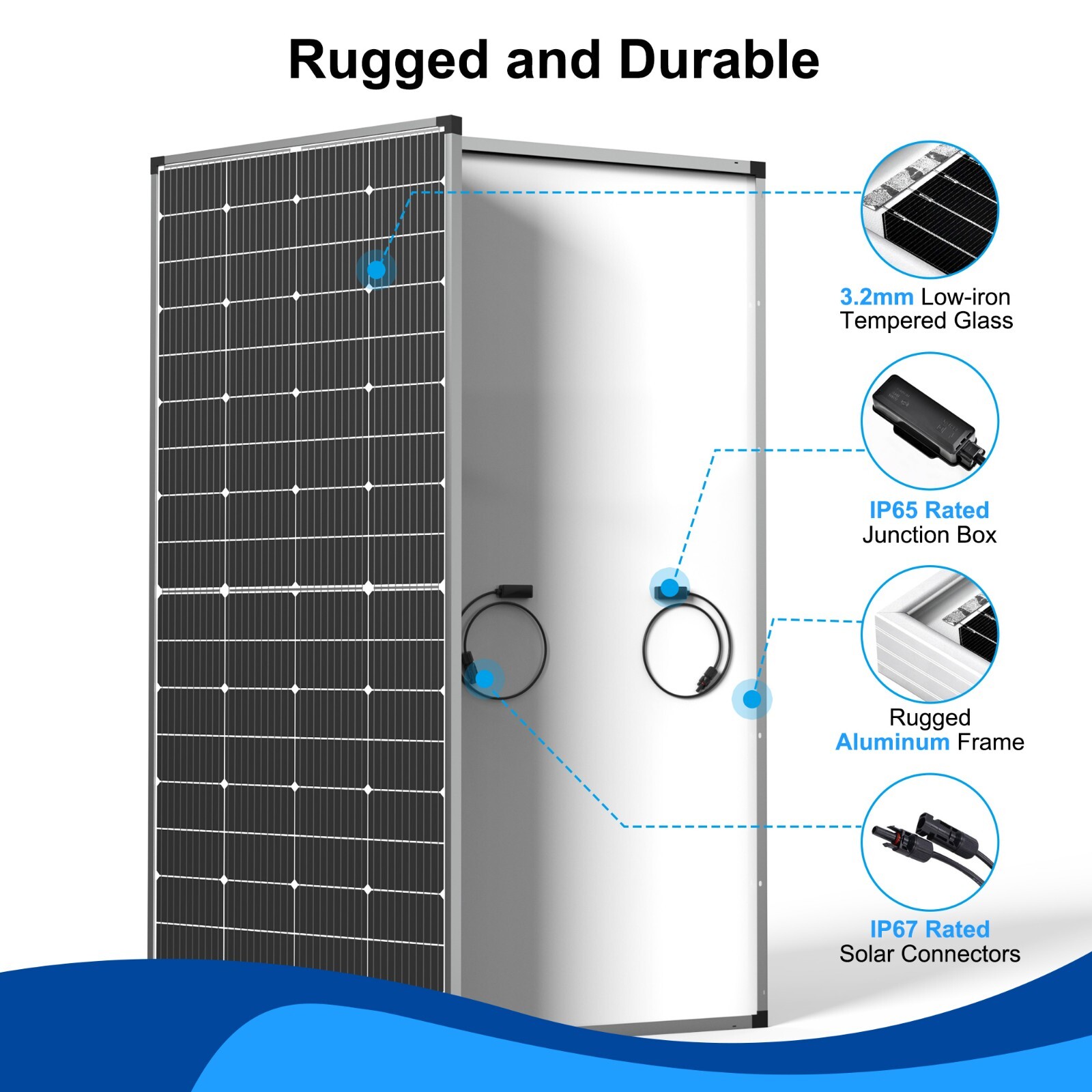 Solar Panel 250W 12 Volt 10BB Cell,Mono High-Efficiency 250 Watt 12V PV Module
