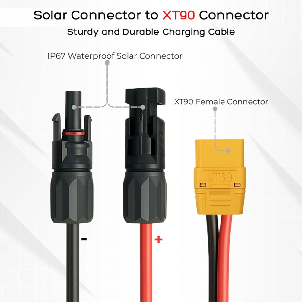 10AWG 1m Solar Panel Connector to XT90 Female Adapter Cable for Portable 6760
