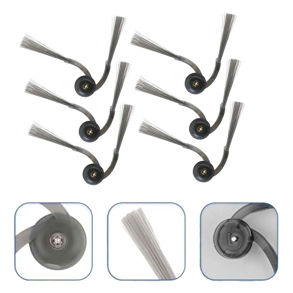 6 Replacement Side Brush Set for Roborock QV35A/QV35S/Qrevo L Grey 92mm