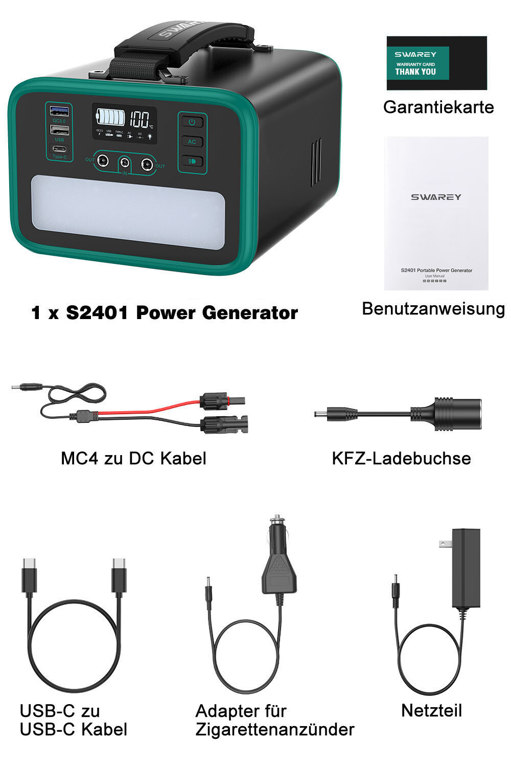 166- 518Wh Solar Generator Portable Power Station with 100W Foldable Solar Panel