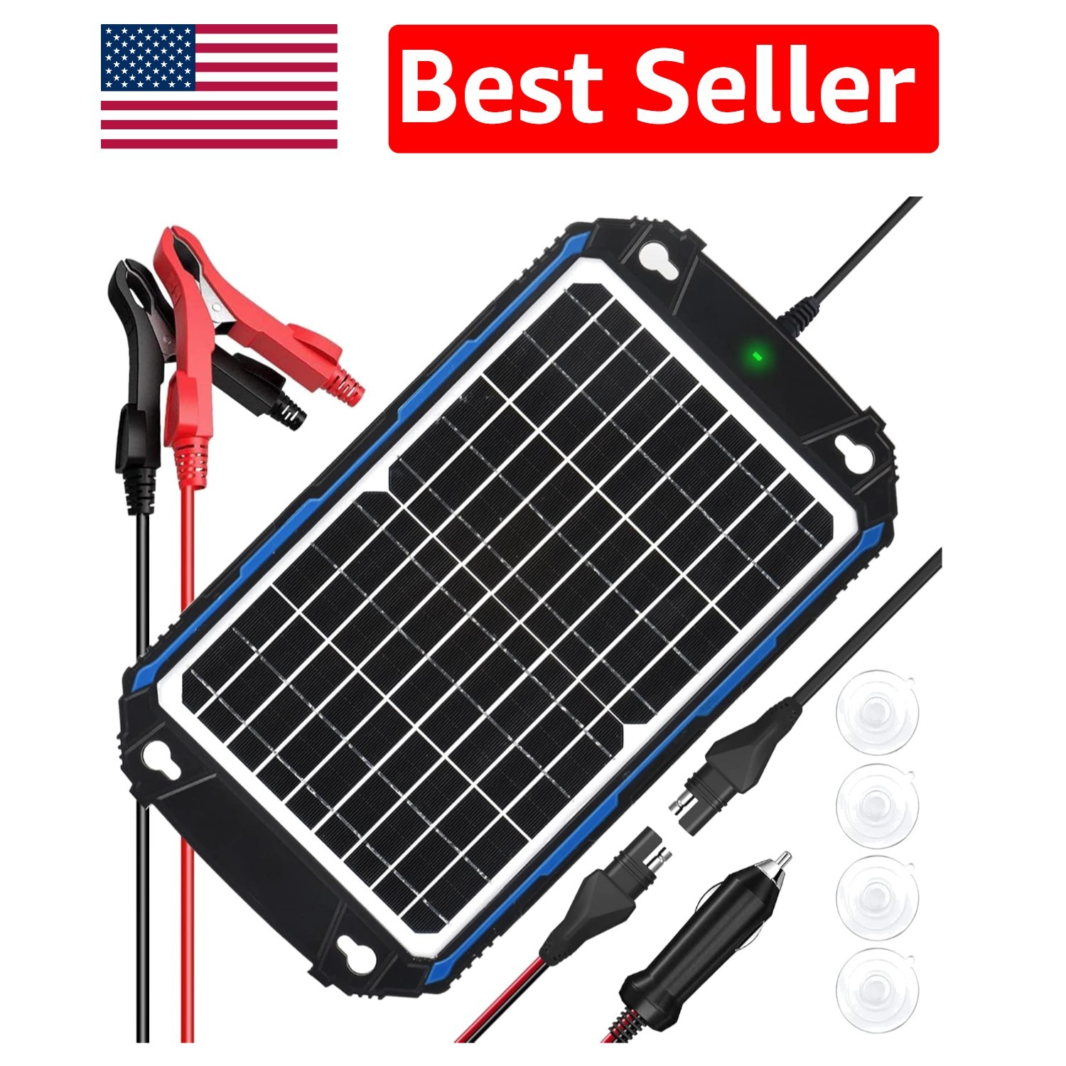 12V Waterproof Solar Panel Charger for Cars, Boats, RVs & Deep-Cycle Batteries