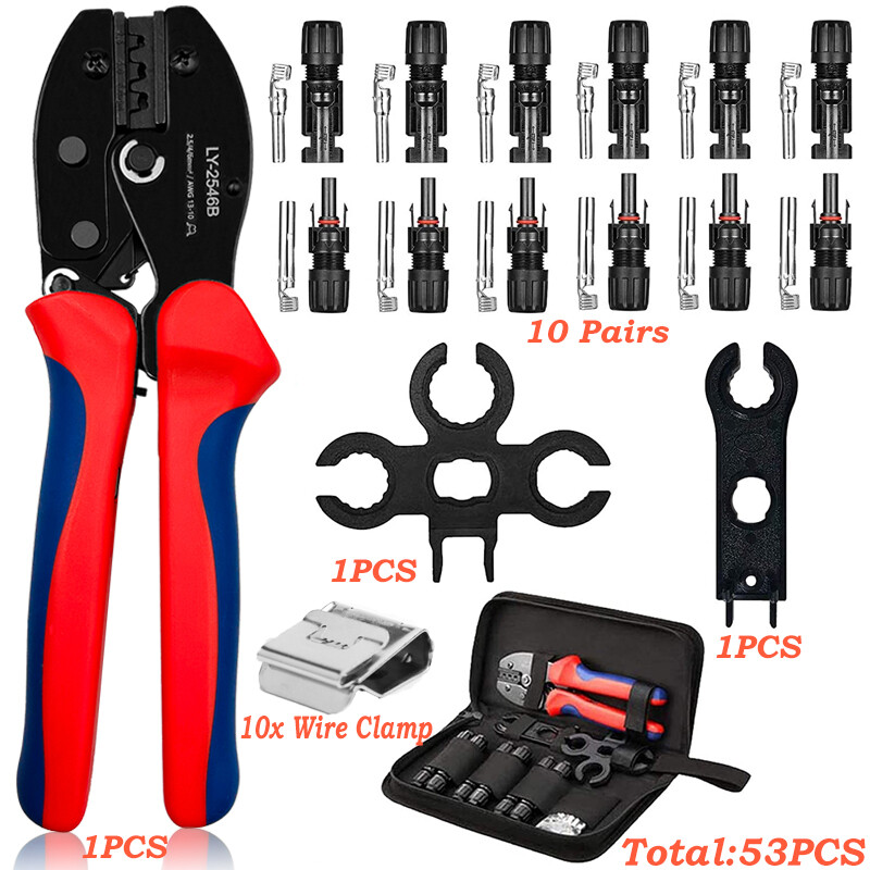 53/43PCS Solar PV Panel Connectors Crimping Installation and Assembly Tool Kits