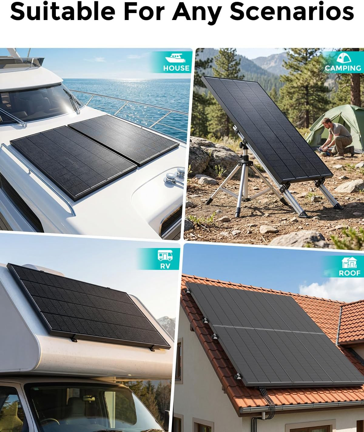200W Solar Panel, N-Type 16BB 12V 200 Watt Solar Panel with 25.6% High Efficienc
