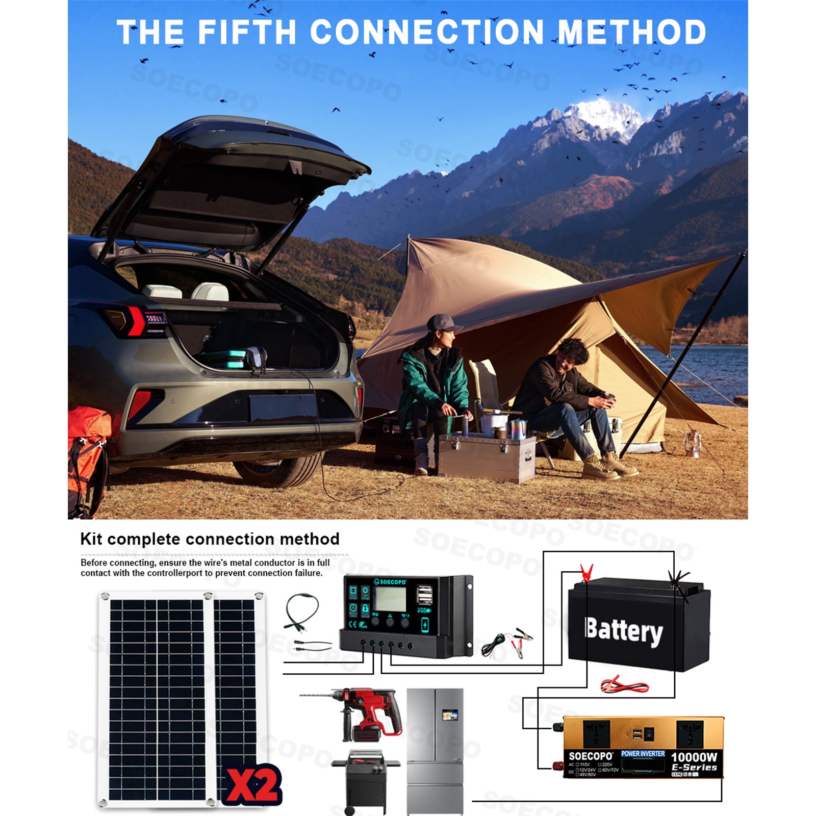 US 10000W Solar Kit | Includes Inverter, 2pcs 200W Solar Panels 100A Controller