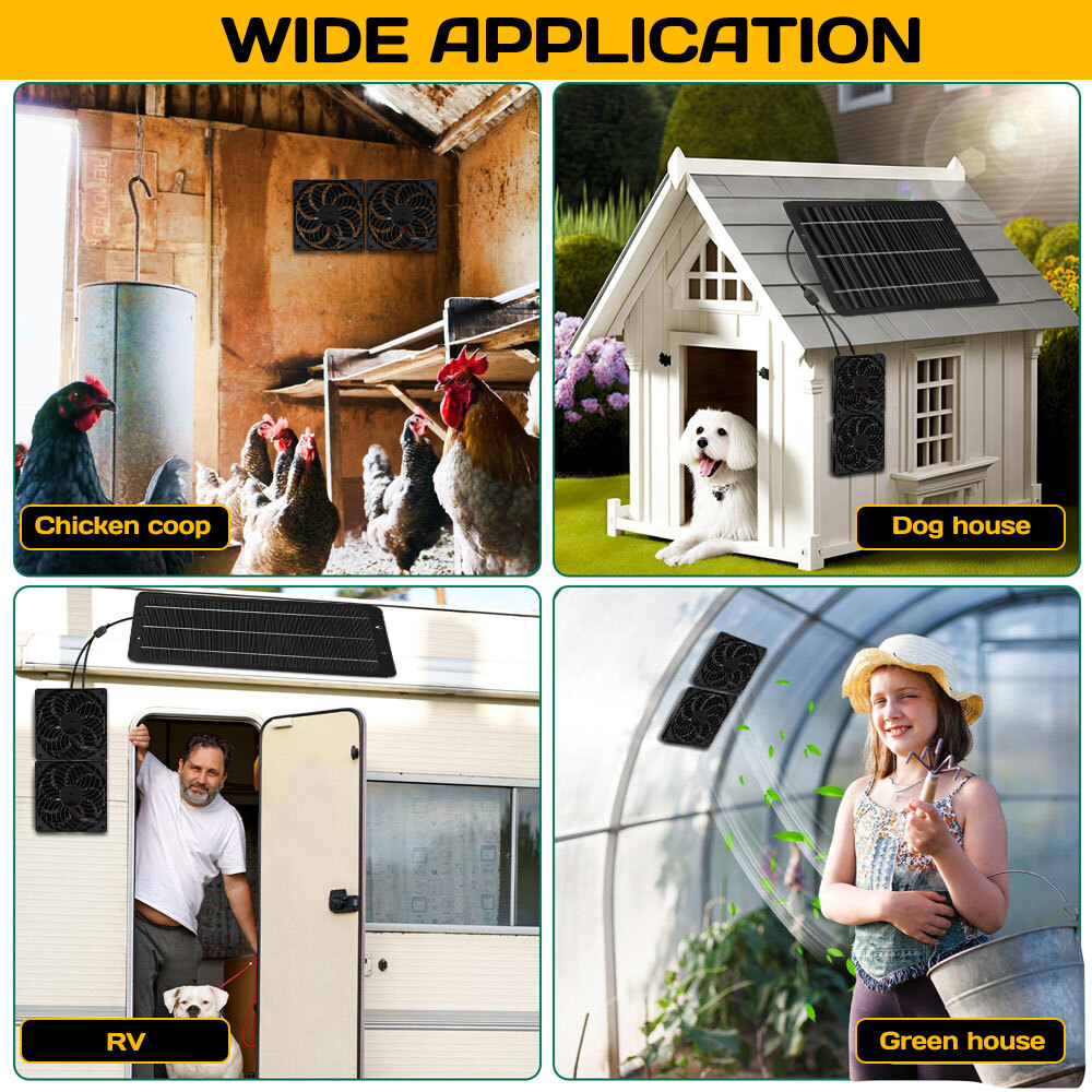 30W Solar Attic Fan Kit 14″ DC Fan with 25W Motor for Roof Vent or Chicken Coop