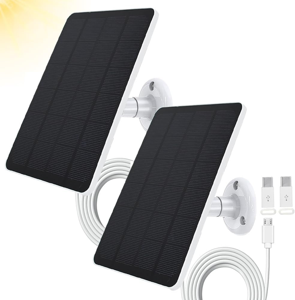 2 Pack Solar Panel Compatible with WYZE Battery Cam Pro, Eufycam 2C/2C Pro, 4W