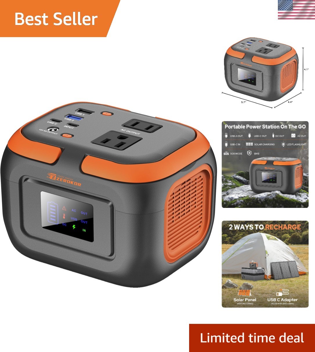 Lightweight 97.6Wh Portable Power Station – Multi-Outlet for Outdoor Activities