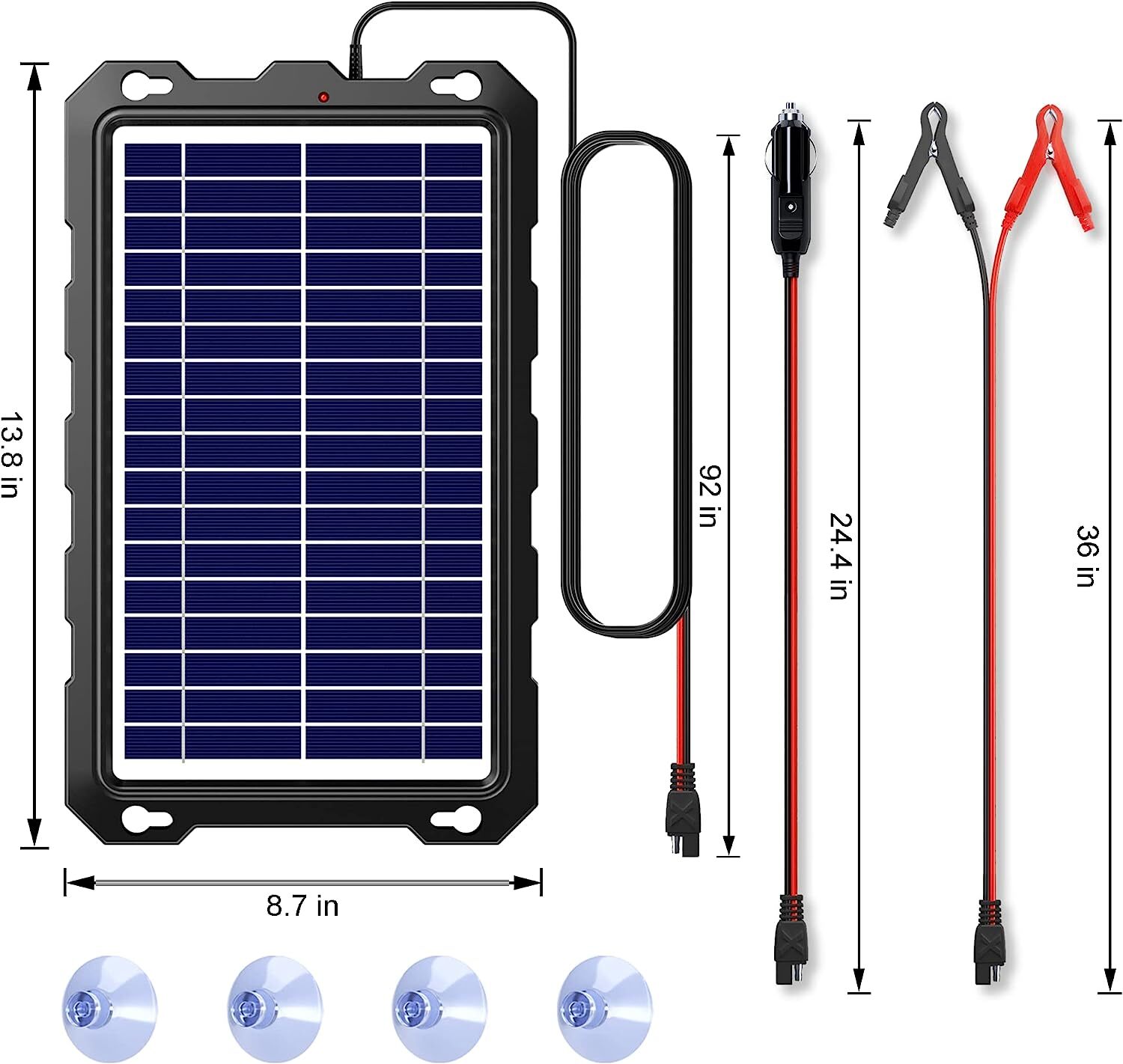 POWOXI 7.5w 12v Solar Battery Trickle Charger Solar Cell Charger for car US