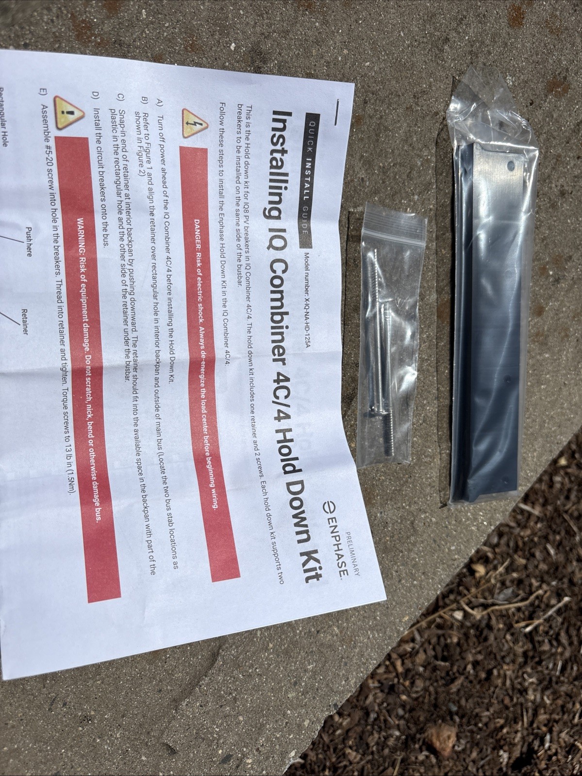 Enphase Breaker Hold Down Kit for IQ Combiner Box 4/4c Part X- IQ -NA-HD-125A