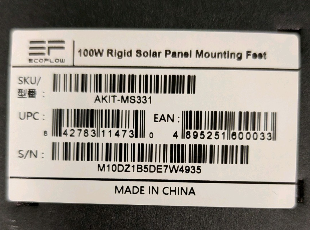 EcoFlow Rigid Solar Panel Mounting Feet (4 per box) with Hardware Free Shipping